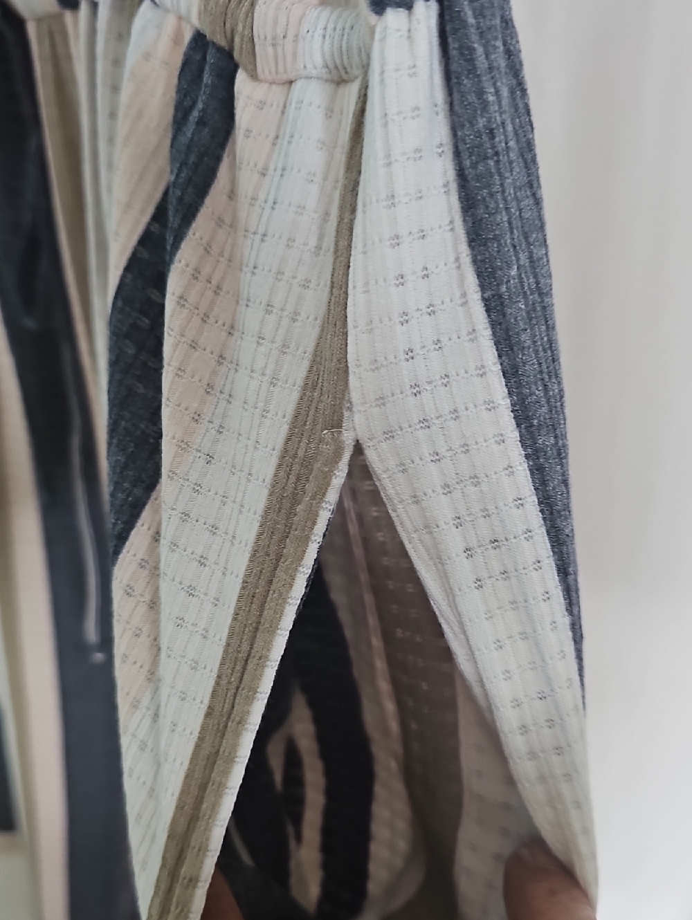 LuLaRoe Striped Xantge Romper in Navy, Cream & Tan - Picture 3 of 8